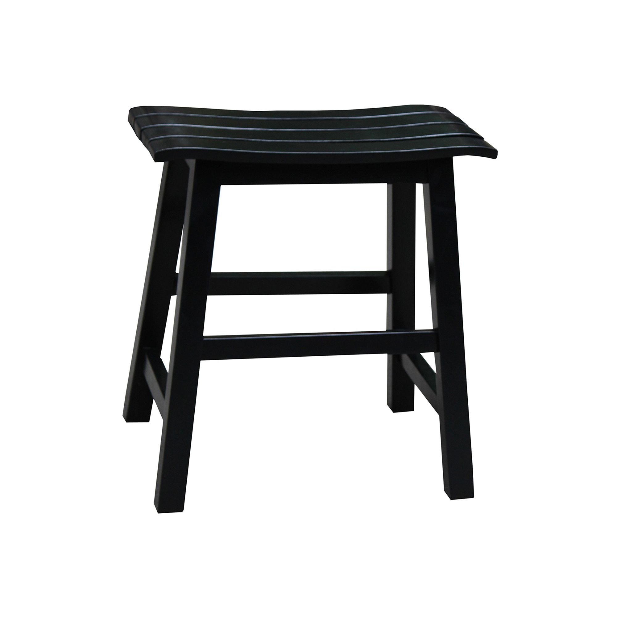 International Concepts Solid Wood Slatted 18-in. Seat Stool, Black