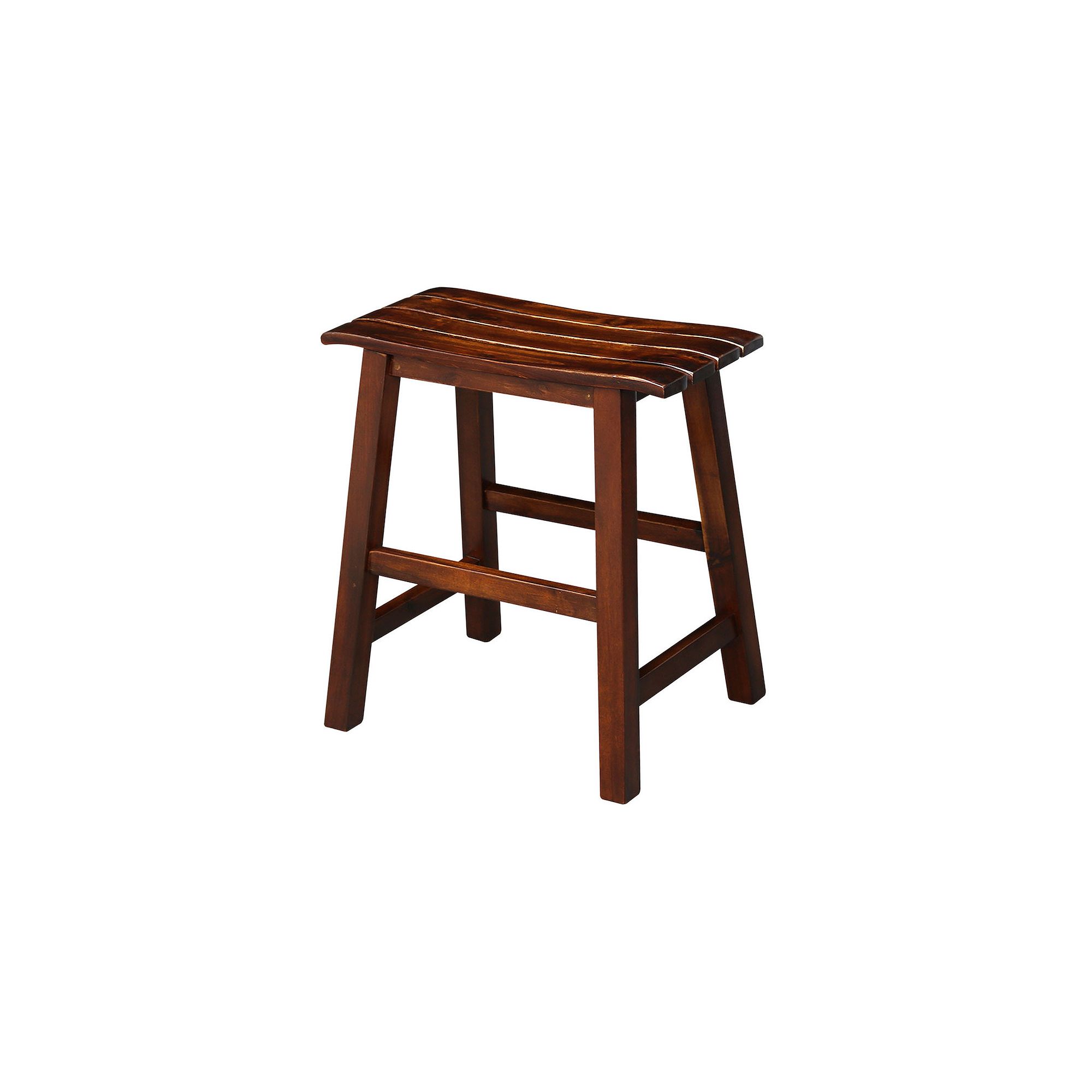International Concepts Solid Wood Slatted 18-in. Seat Stool, Brown