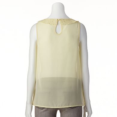 LC Lauren Conrad Embroidered Chiffon Top - Women's