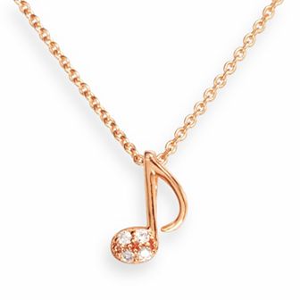 Sophie Miller 14k Rose Gold Over Silver Cubic Zirconia Music Note Pendant