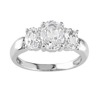 Stella Grace Sterling Silver Lab-Created White Sapphire 3-Stone Ring