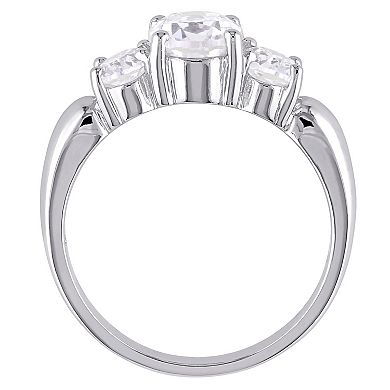 Sterling Silver Lab-Created White Sapphire 3-Stone Ring