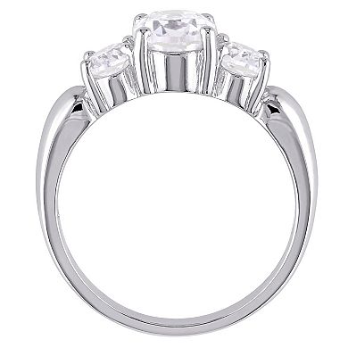 Stella Grace Sterling Silver Lab-Created White Sapphire 3-Stone Ring