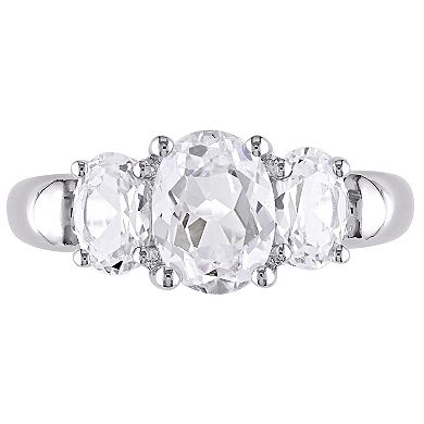 Sterling Silver Lab-Created White Sapphire 3-Stone Ring