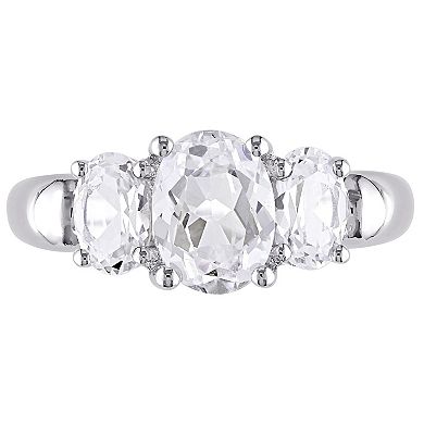 Stella Grace Sterling Silver Lab-Created White Sapphire 3-Stone Ring