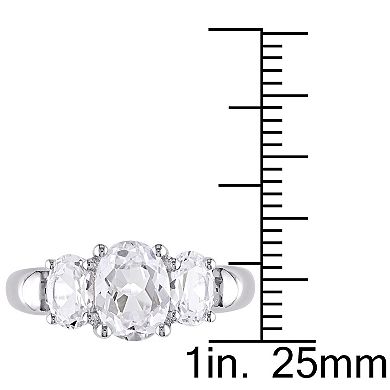 Sterling Silver Lab-Created White Sapphire 3-Stone Ring