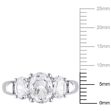 Sterling Silver Lab-Created White Sapphire 3-Stone Ring