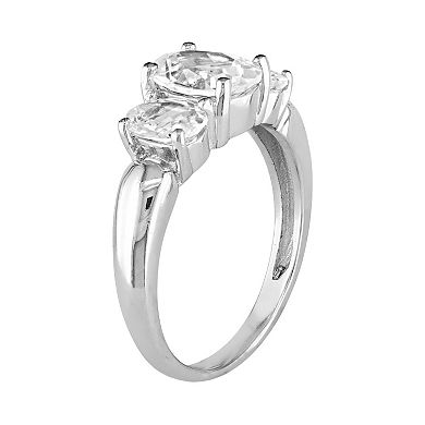 Sterling Silver Lab-Created White Sapphire 3-Stone Ring