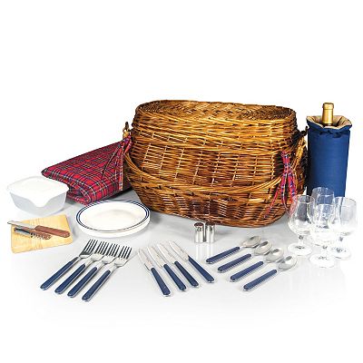 Picnic Time Highlander Willow Picnic Basket with Service for 4