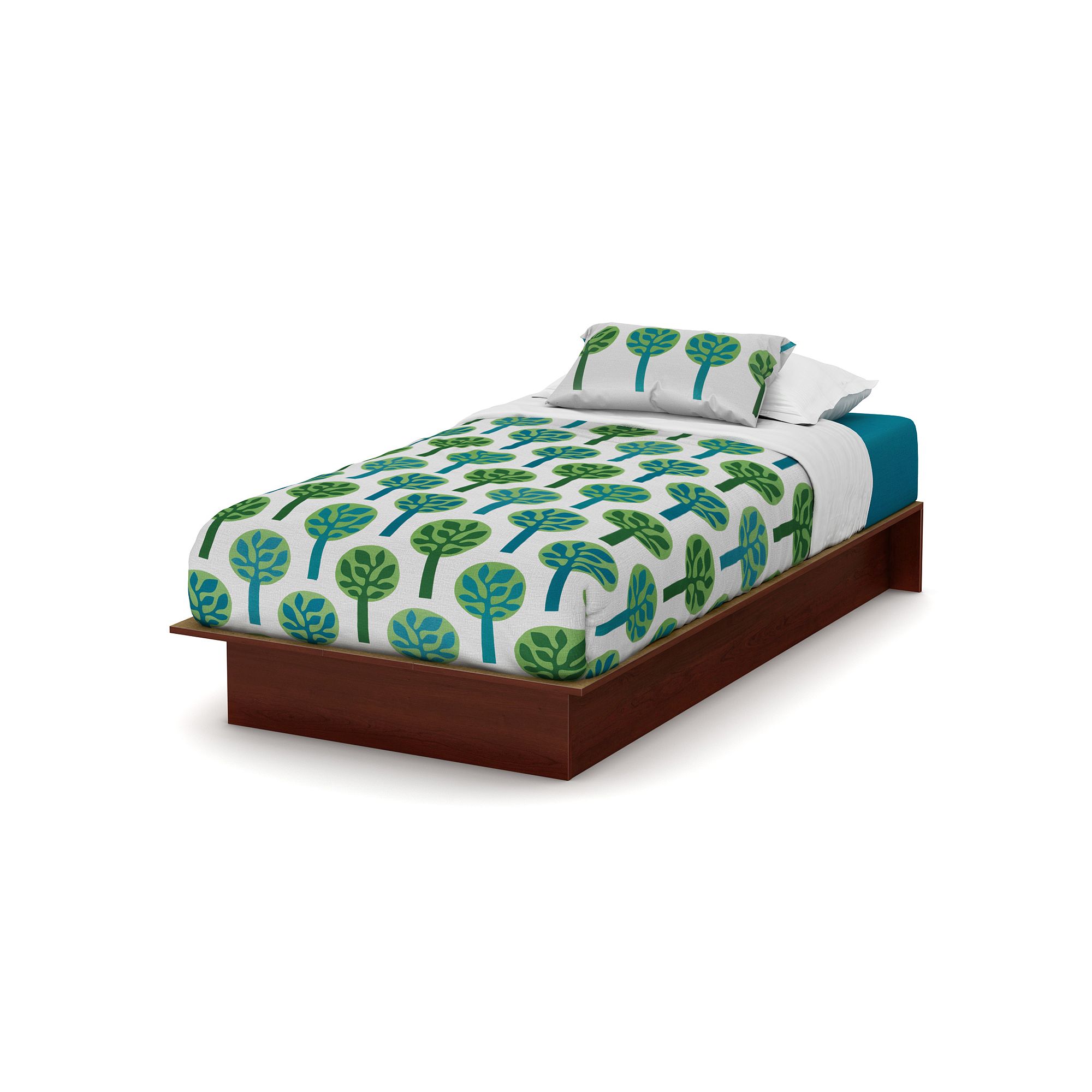 South Shore Cherry Finish Twin Platform Bed, Royal Red
