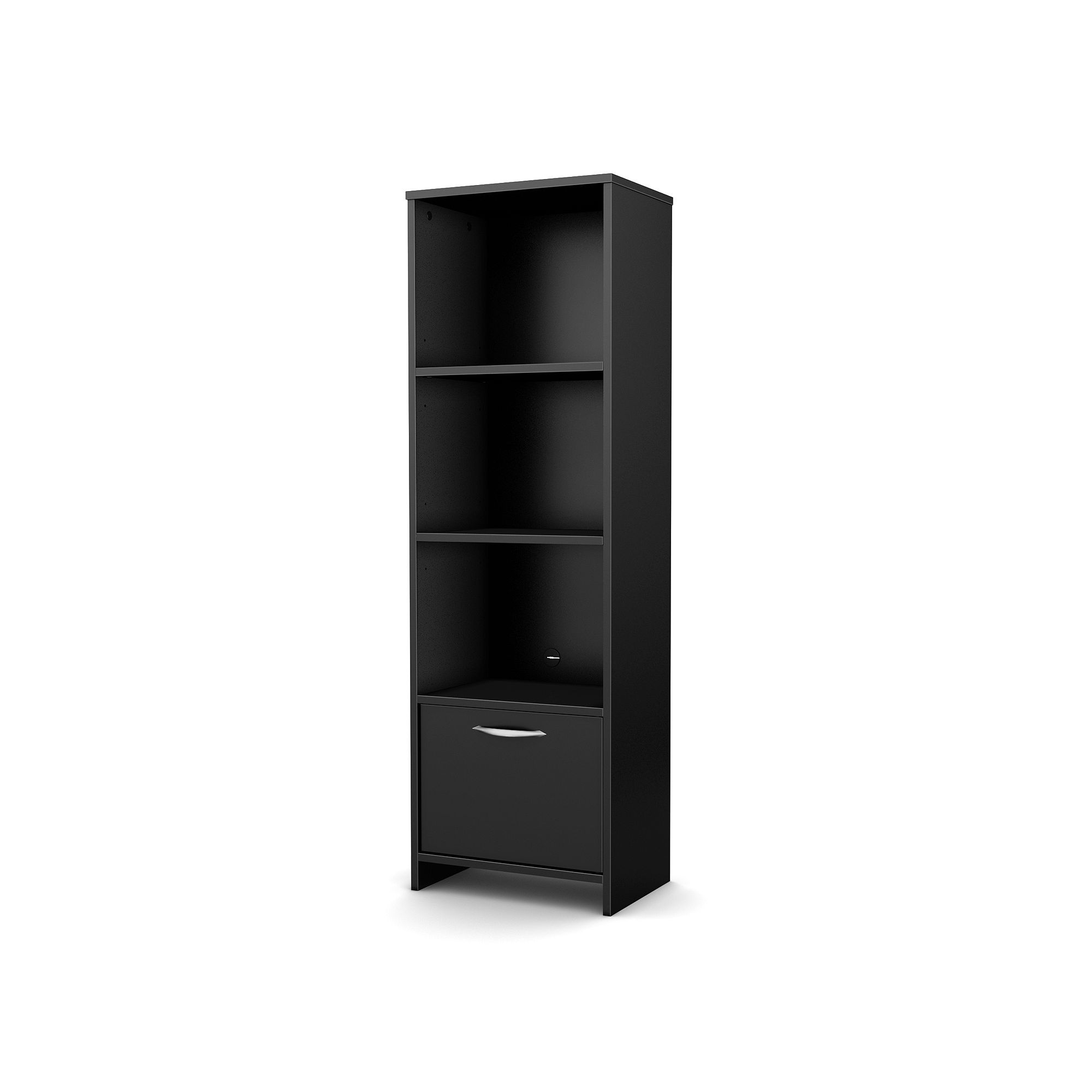 South Shore Step One 4-Shelf Bookcase, Pure Black