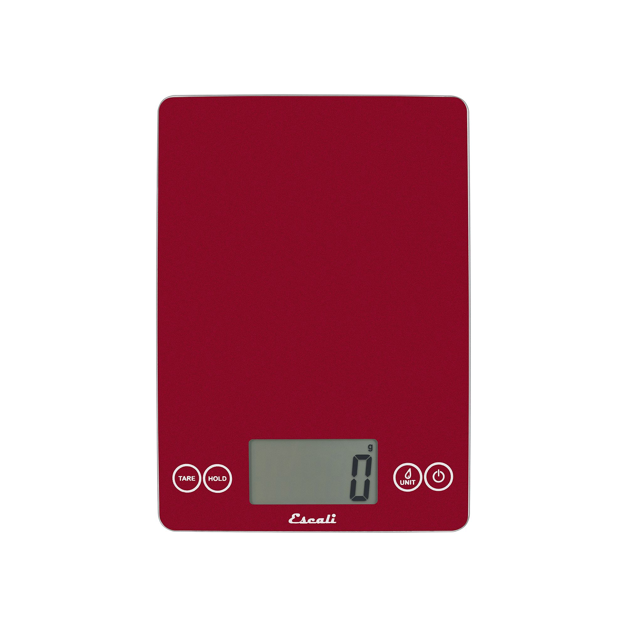 Escali Arti Metallic Glass Kitchen Scale, Red