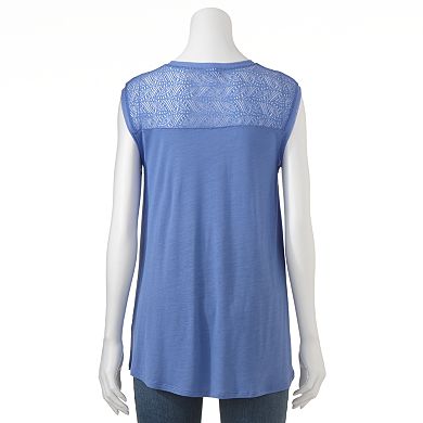 Apt. 9® Snakeskin Lace Yoke Tank - Women's