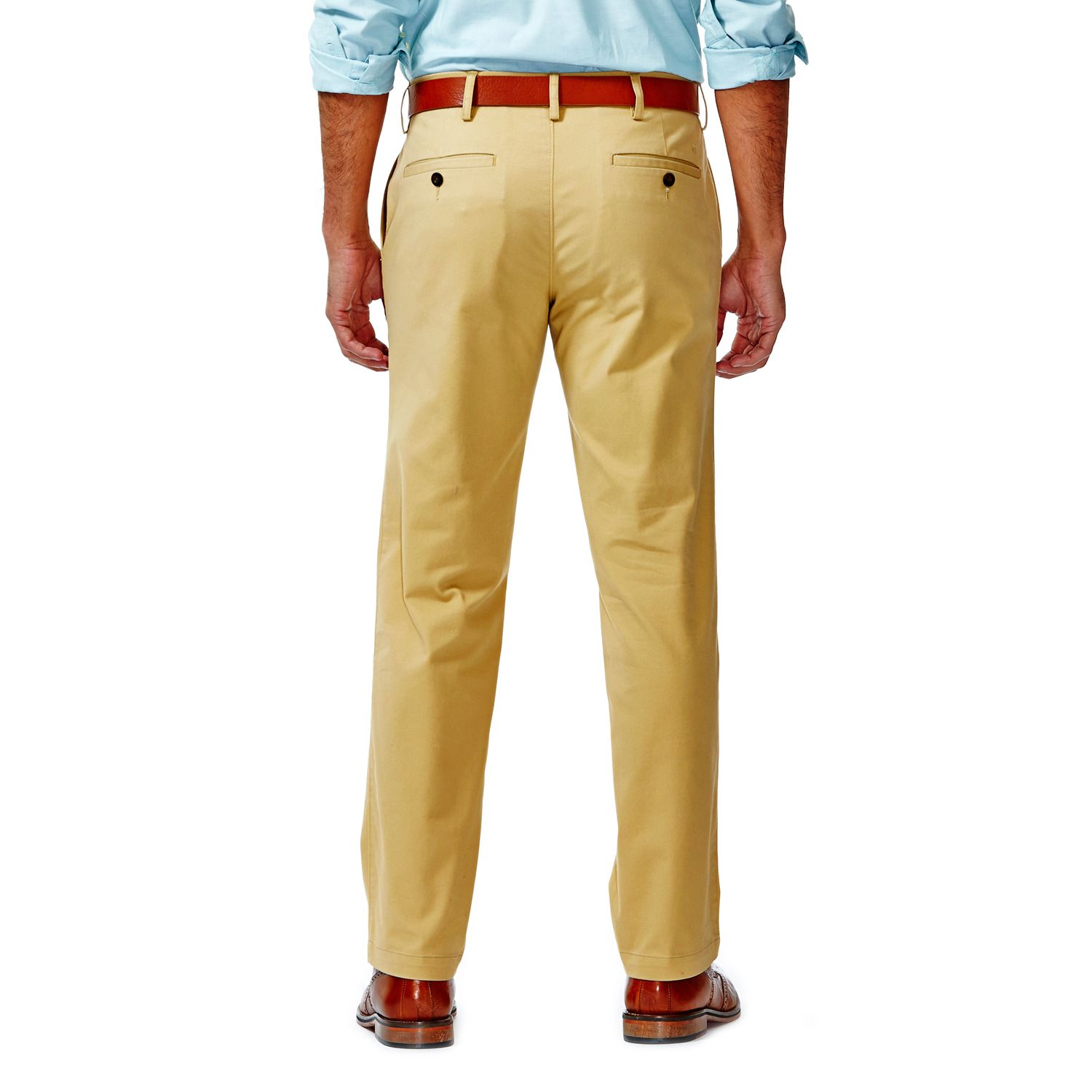 Haggar Men's Performance Cotton Straight Fit Slack - Plain Front Pant With Moisture-Wicking