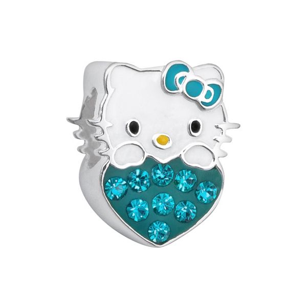 Hello Kitty® Sterling Silver Crystal Birthstone Heart Bead