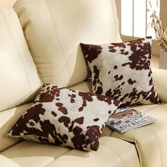 HomeVance 2 pc Cowhide Print Accent Pillow Set