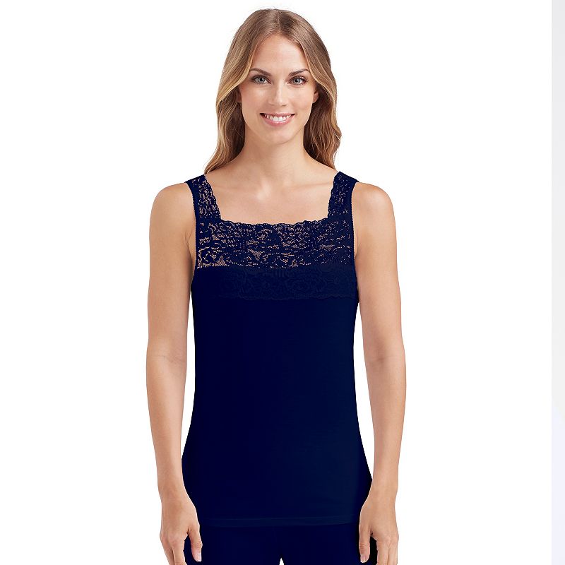 Cuddl Duds SofTech Lace-Trim Tank - Womens, Size: Small, Blue