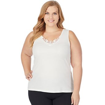 Plus Size Cuddl Duds® SofTech Venice Lace-Trim Tank Top