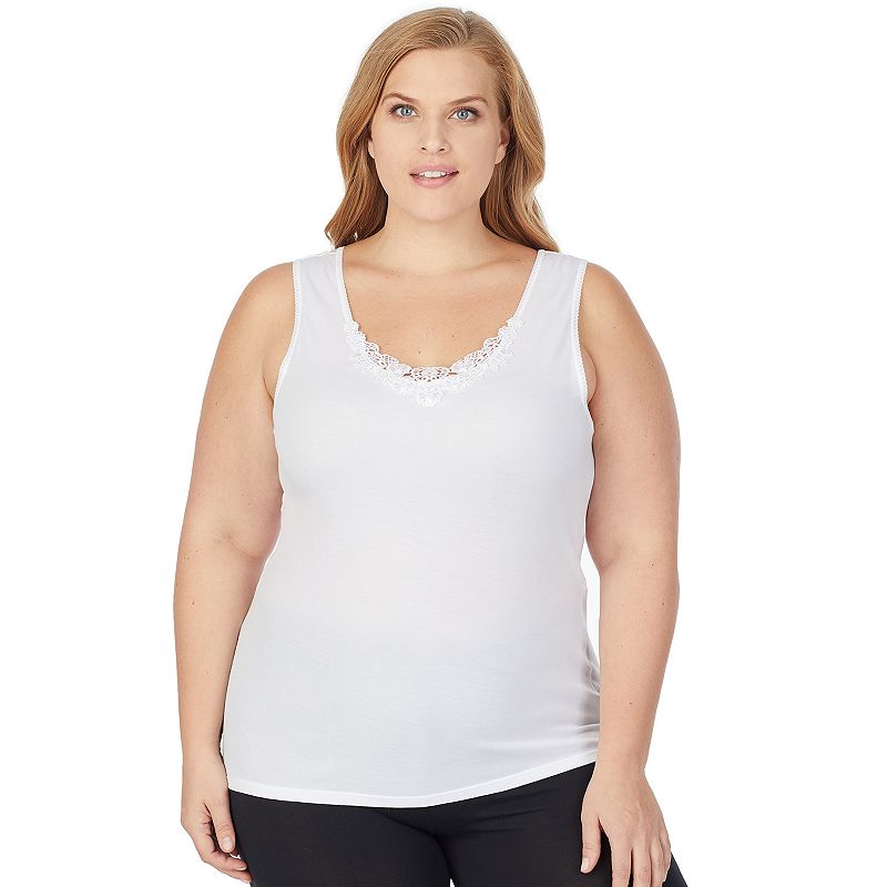 UPC 086201004900 product image for Plus Size Cuddl Duds® SofTech Venice Lace-Trim Tank Top, Women's, Size: 1XL, Whi | upcitemdb.com