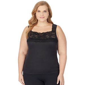 Plus Size Cuddl Duds SofTech Lace-Trim Squareneck Tank