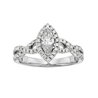 The Regal Collection IGL Certified Diamond Halo Engagement Ring in 14k White Gold (1 ct T.W.)