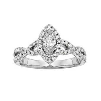 The Regal Collection IGL Certified Diamond Halo Engagement Ring in 14k White Gold (1 ct T.W.)