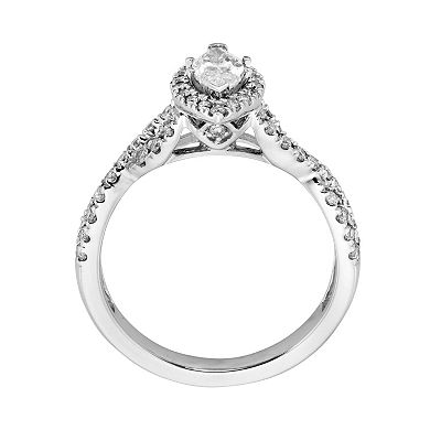 IGL Certified Diamond Halo Engagement Ring in 14k White Gold (1 ct. T.W.)