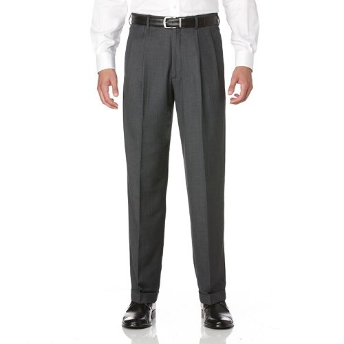 Men's Savane Crosshatch StraightFit EasyCare Pleated Dress Pants