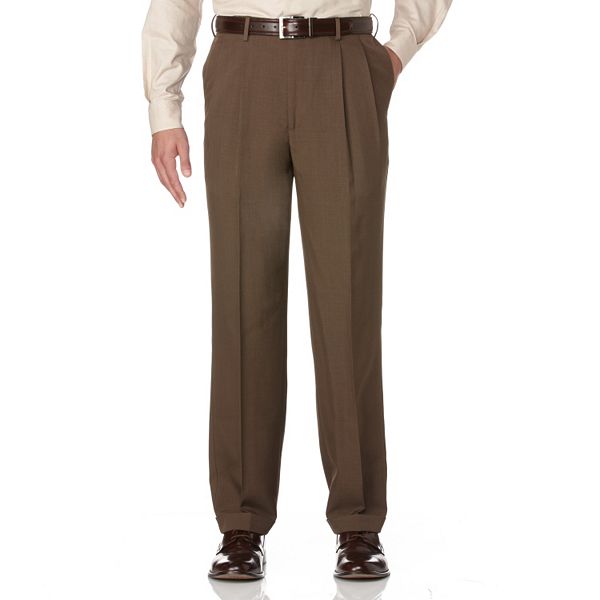 Men's Savane Crosshatch StraightFit EasyCare Pleated Dress Pants