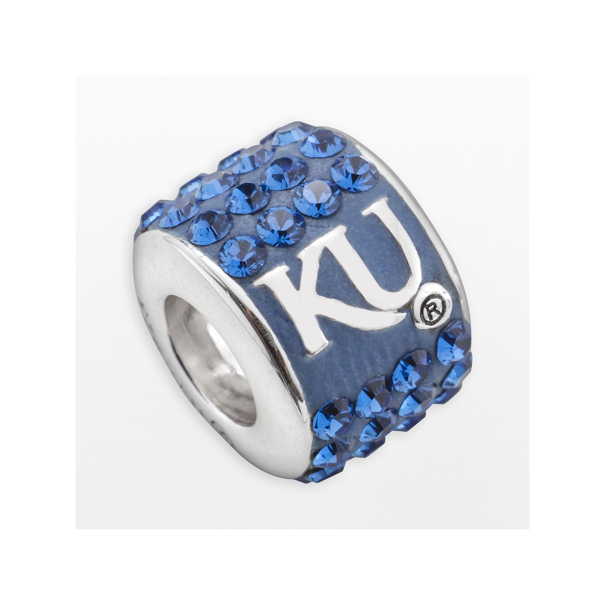 LogoArt Kansas Jayhawks Sterling Silver Crystal Logo Bead, Womens, Blue