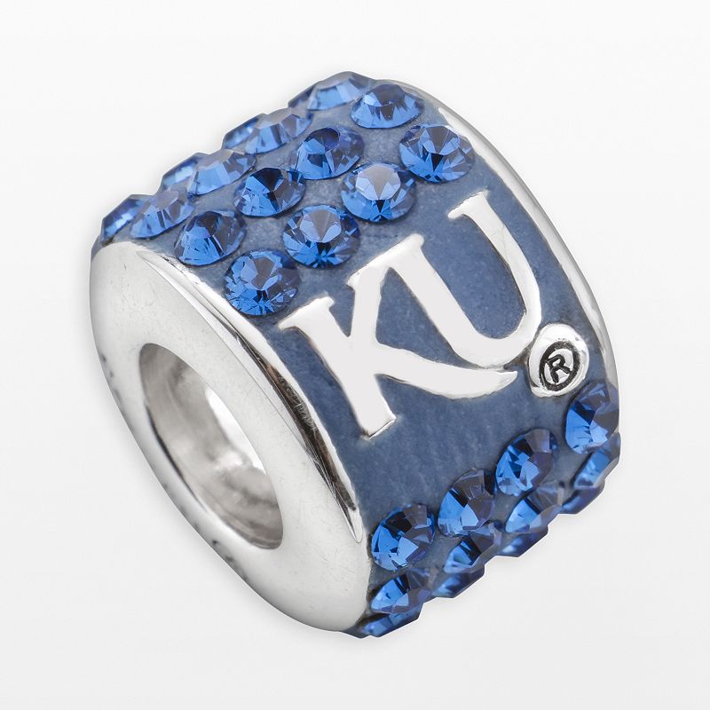 LogoArt Kansas Jayhawks Sterling Silver Crystal Logo Bead, Womens, Blue