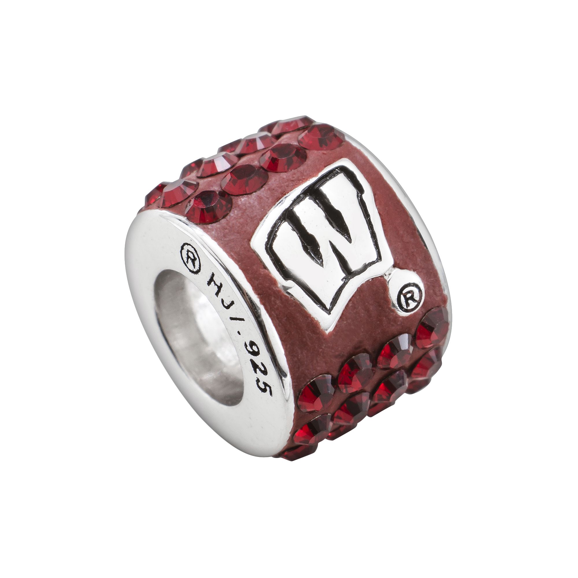 LogoArt Wisconsin Badgers Sterling Silver Crystal Logo Bead, Womens, Red