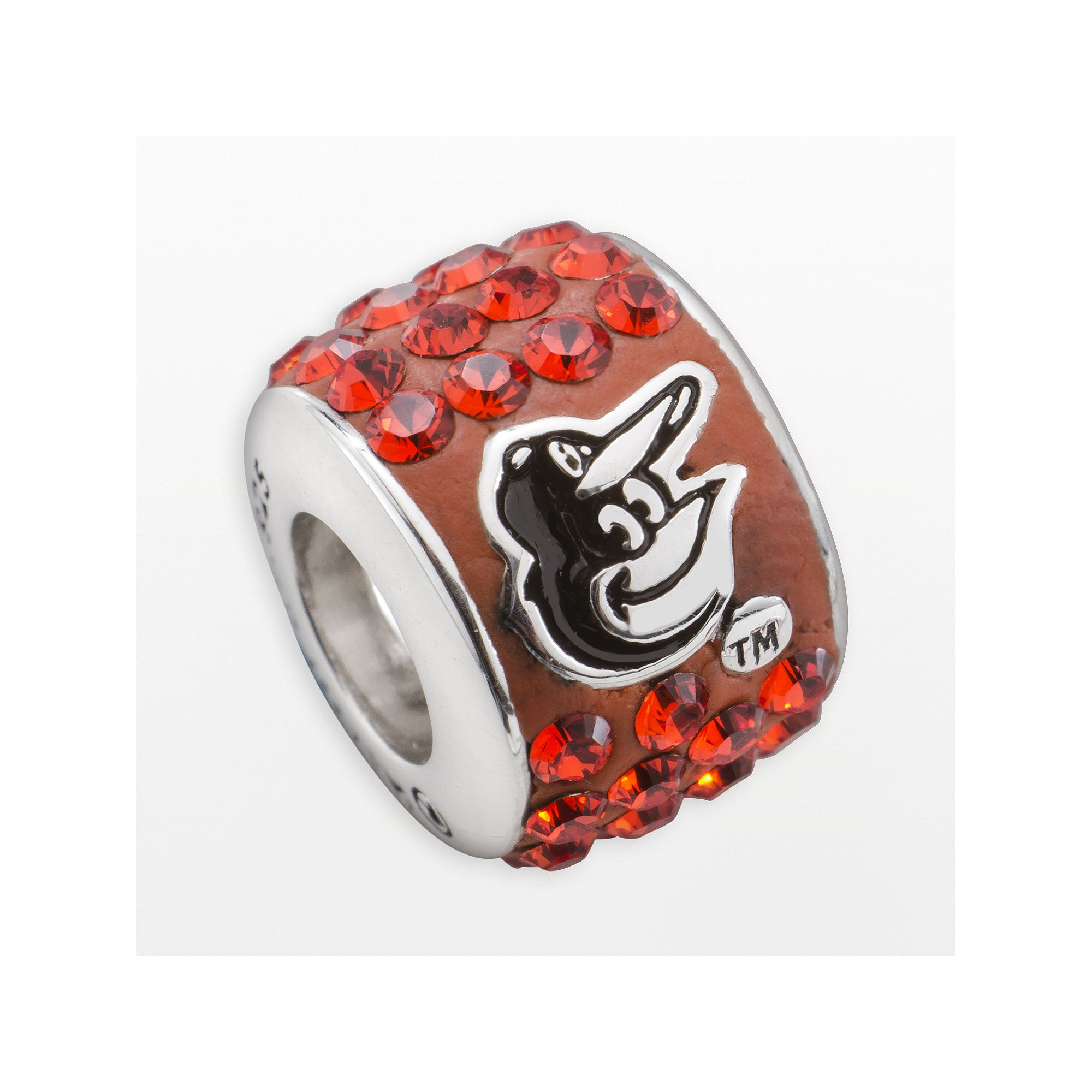 LogoArt Baltimore Orioles Sterling Silver Crystal Logo Bead, Womens, Orang