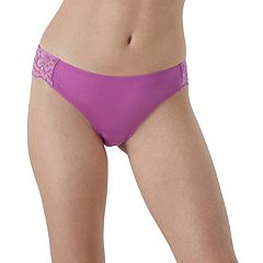 Women's Maidenform 40823 Cheeky Microfiber Hipster Panty with Lace (White  with Rose Gold 6) 