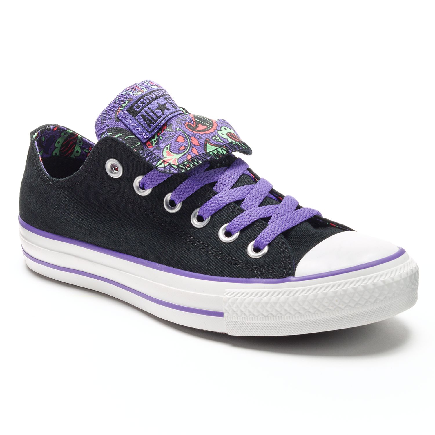 converse double tongue purple