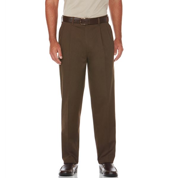 Savane Eco-Start Khaki Straight-Fit Easy-Care Pleated Pants - Men