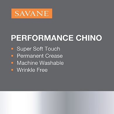 Men's Savane Performance Straight-Fit Easy-Care Flat-Front Chinos