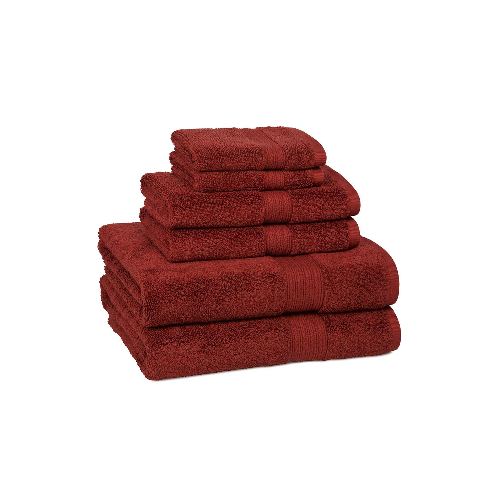 Cassadecor Signature Solid 6-pc. Bath Towel Set, Red Red