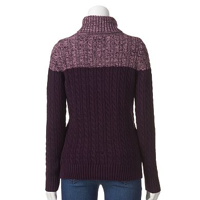 Women's Croft & Barrow® Cable-Knit Turtleneck Sweater