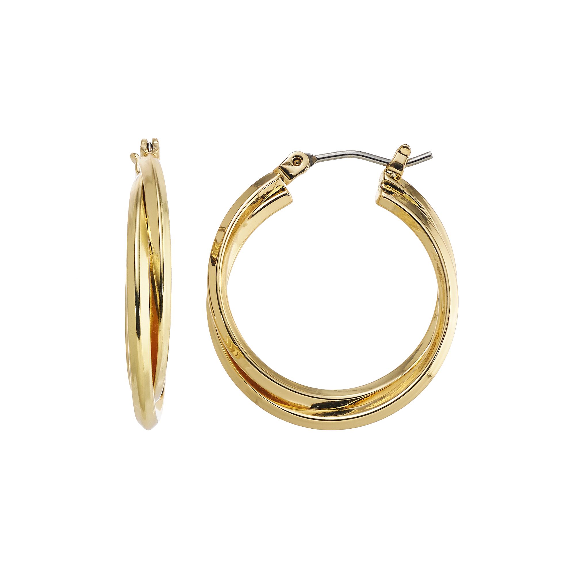 Napier Interlocking Hoop Earrings, Womens, Gold Tone