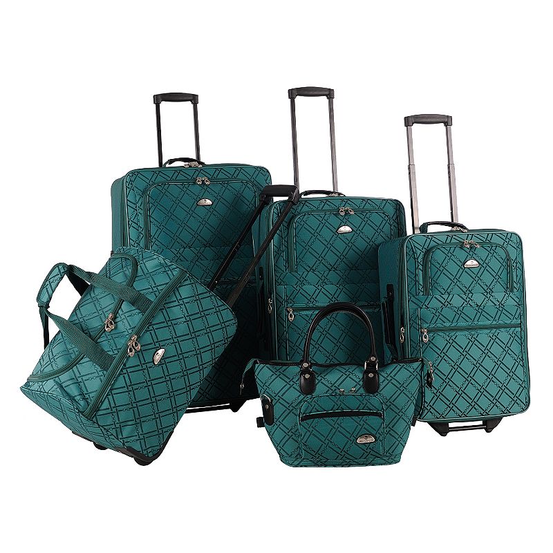 American Flyer Pemberly Buckles 5-Piece Luggage Set, Green, 5 PC SET