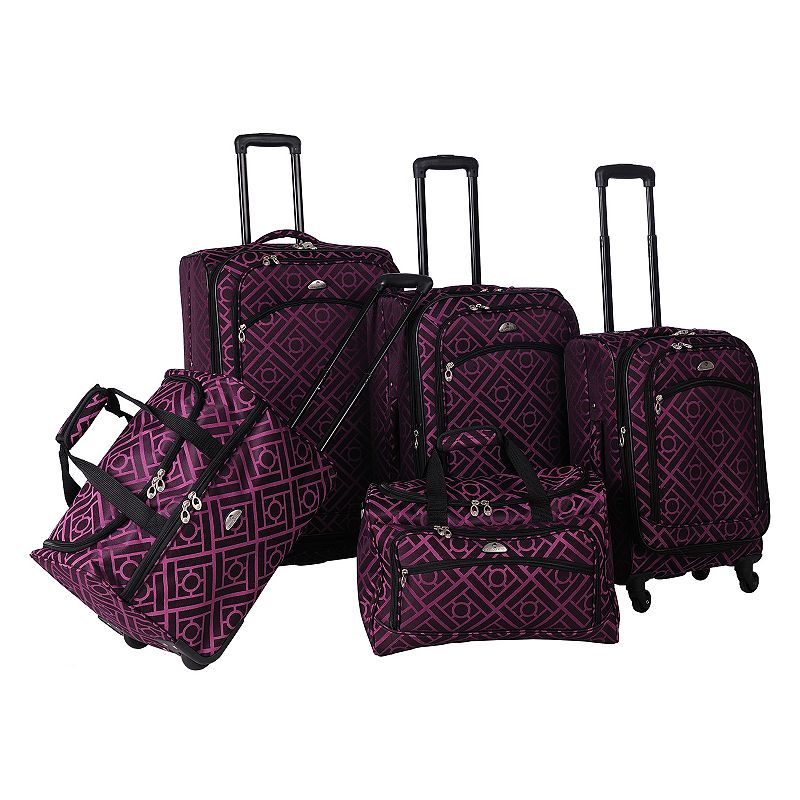 American Flyer Astor 5-Piece Spinner Luggage Set, Purple, 5 PC SET