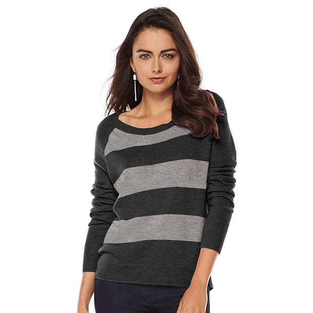 Pull Apt 9 En Cachemire 100% - Motif Argyle Gris Noir Rose, Taille S, Col V