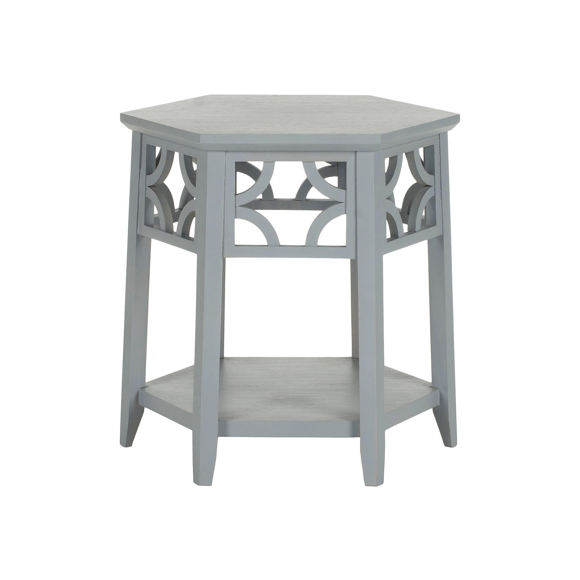Safavieh Connor Hexagon End Table, White Blue Gray