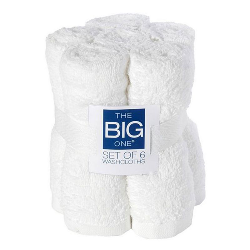 The Big One Solid 6-pack Washcloths, White, 6 Pc Set