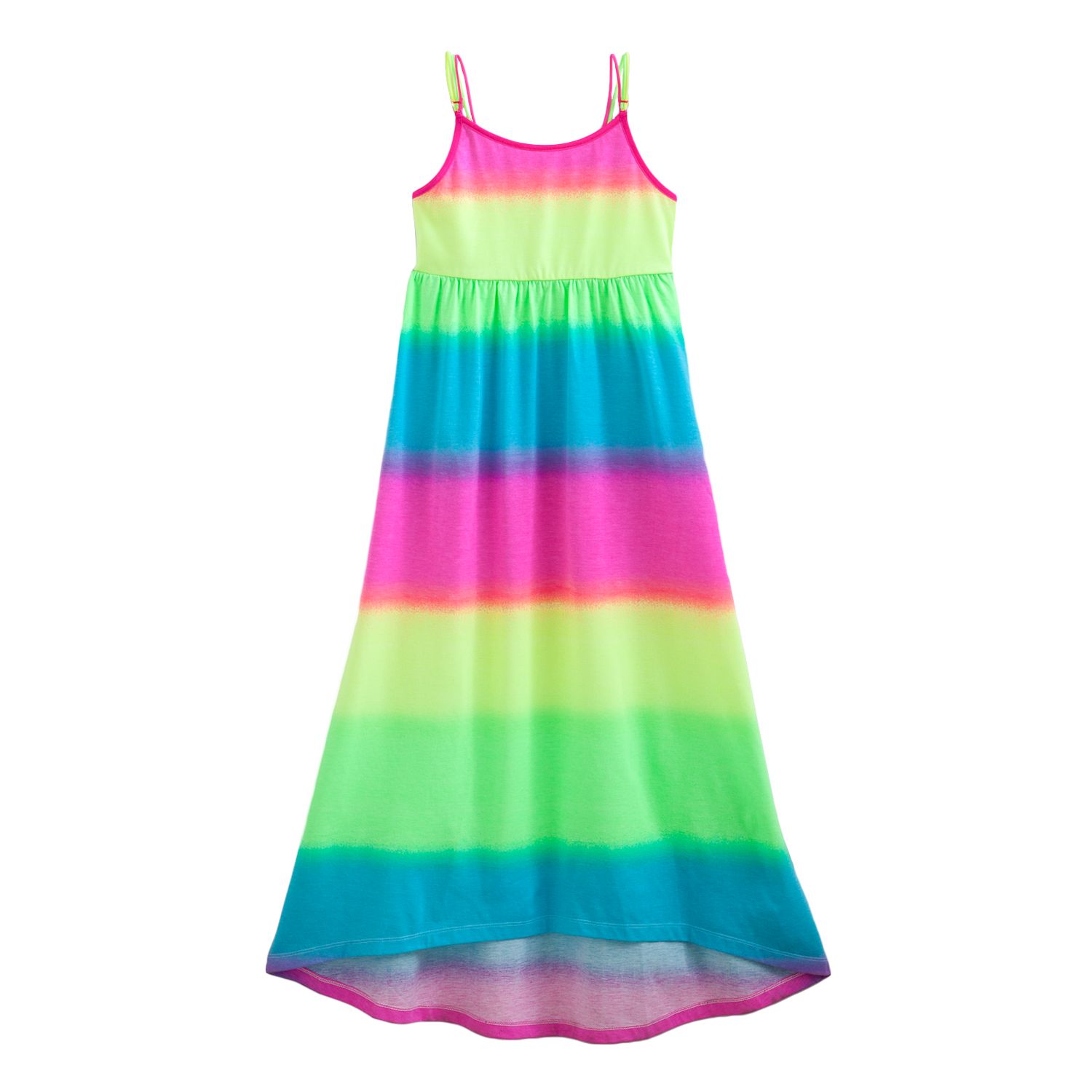 SO® Rainbow-Striped Hi-Low Maxi Dress 