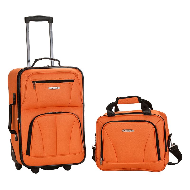 Rockland 2-Piece Wheeled Luggage Set, Orange, 2 Pc Set
