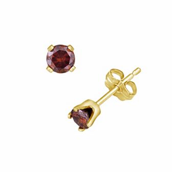 Jewelexcess 14k Gold 1/4 ct T.W. Red Diamond Stud Earrings