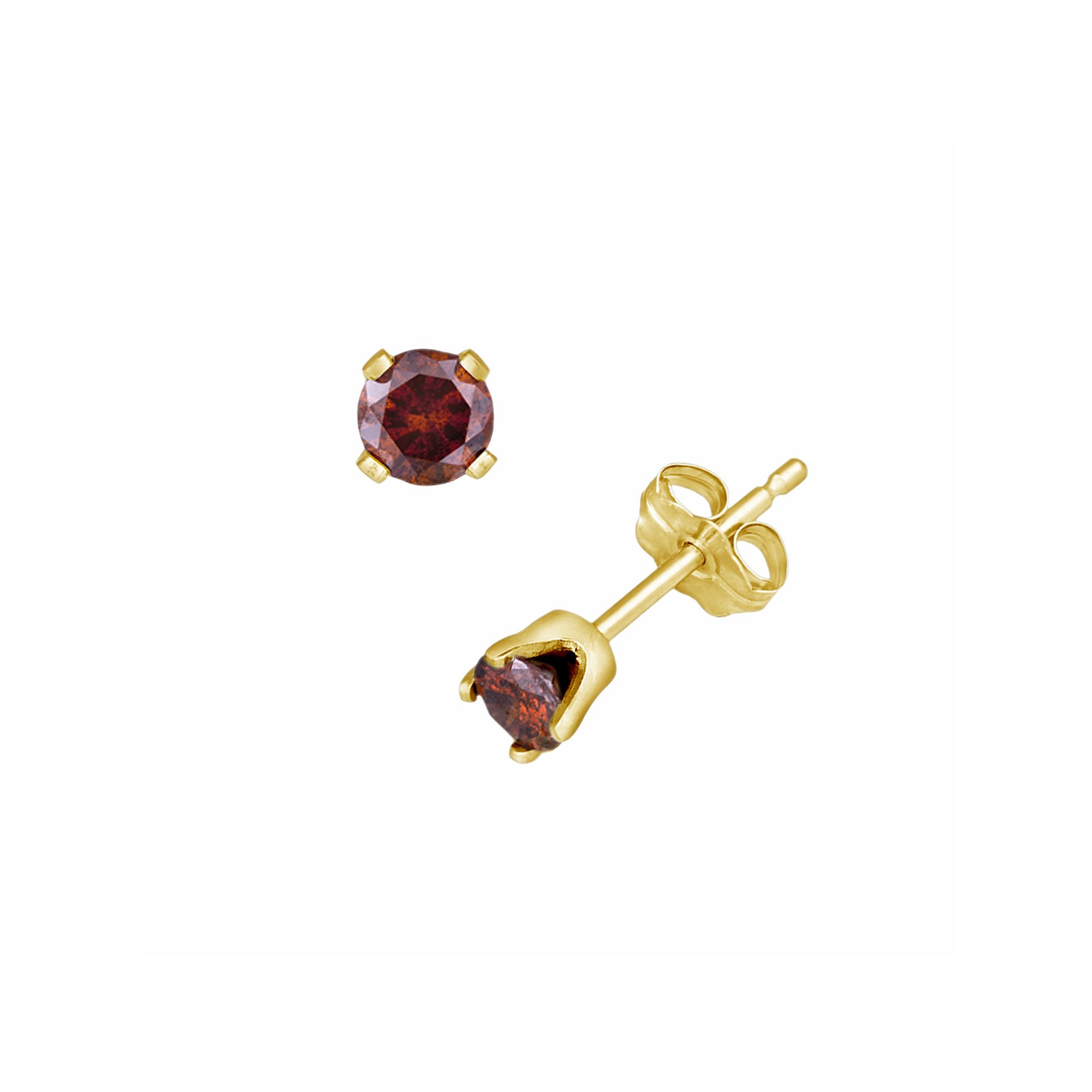 Jewelexcess 14k Gold 1/2-ct. T.W. Red Diamond Stud Earrings, Womens, 14k Y