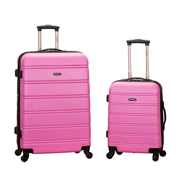 Rockland Melbourne 2pc Expandable ABS Hardside Carry On Spinner Luggage Set - Pink